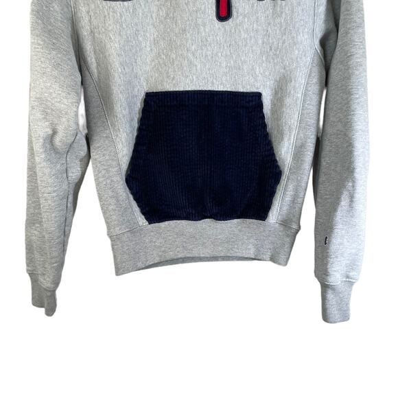 CHAMPION Men's Reverse Weave Corduroy Logo Hoodie Gray Blue XS Streetwear Casual - Picture 5 of 8